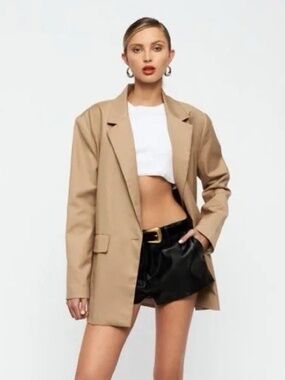 Lioness Welcome to Jungle Blazer Beige L NWT